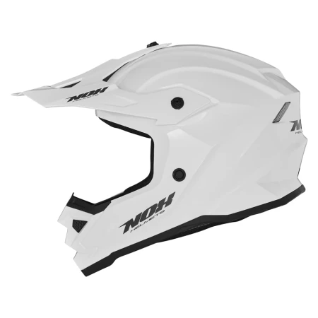 KASK NOX CROSS / OFFROAD N761 SOLID KID / JUNIOR (DZIECIĘCY) KOLOR BIAŁY POŁYSK + OKULARY 100%